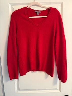 Red V-Neck Cashmere Sweater
